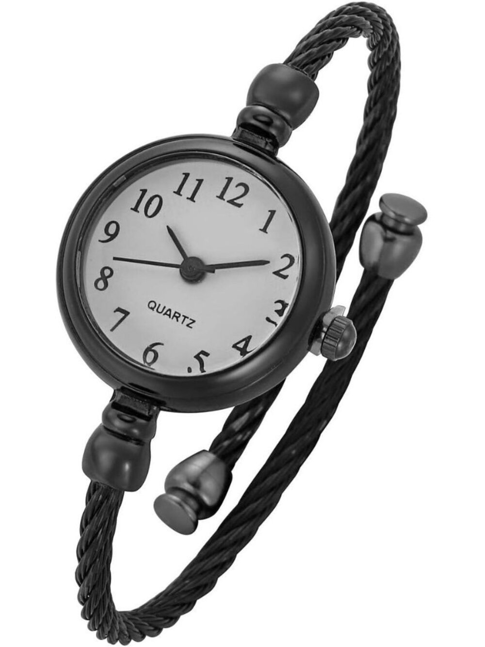 Women's Black Analog Quartz Stainless Steel Arabic Numerals Wrist Bracelet Watch